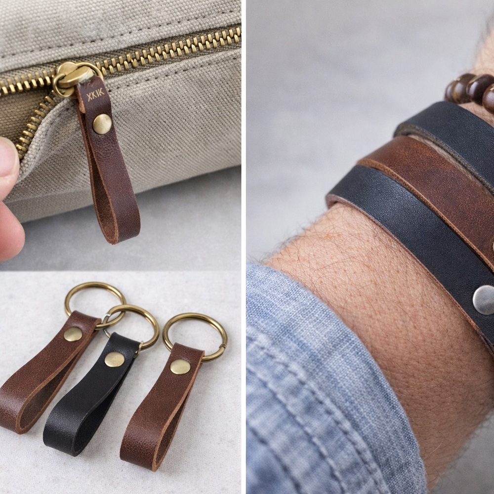 Latigo Leather Strap Bundle 12pc Brown Black Pre-Cut Leather Strips DIY Craft - Picture 2 of 13